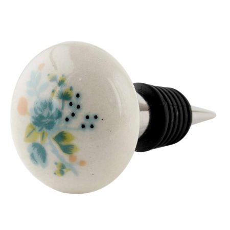 Green Marjoram Flower Ceramic Wine Bottle Stopper